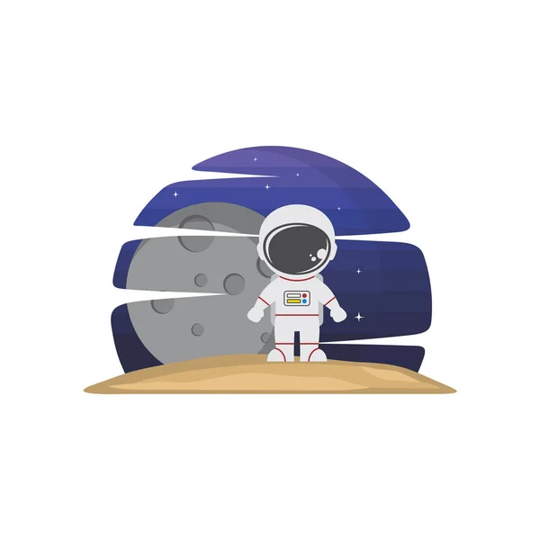 Icoana Drăguță Astronautului Spațial Lună Fundal Alb — Vector de stoc