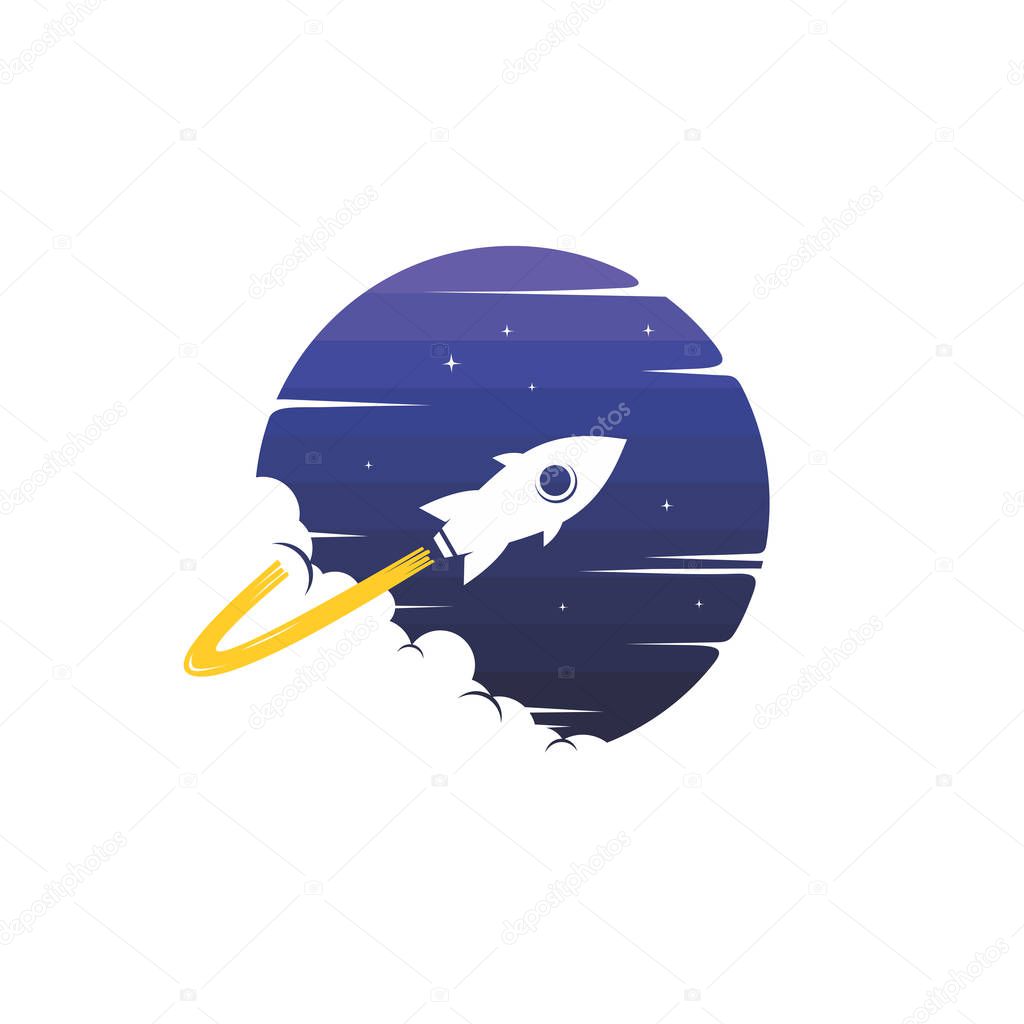 cute icon of flying space ship on white background