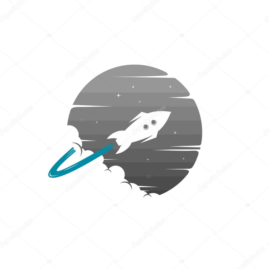 cute icon of flying space ship on white background