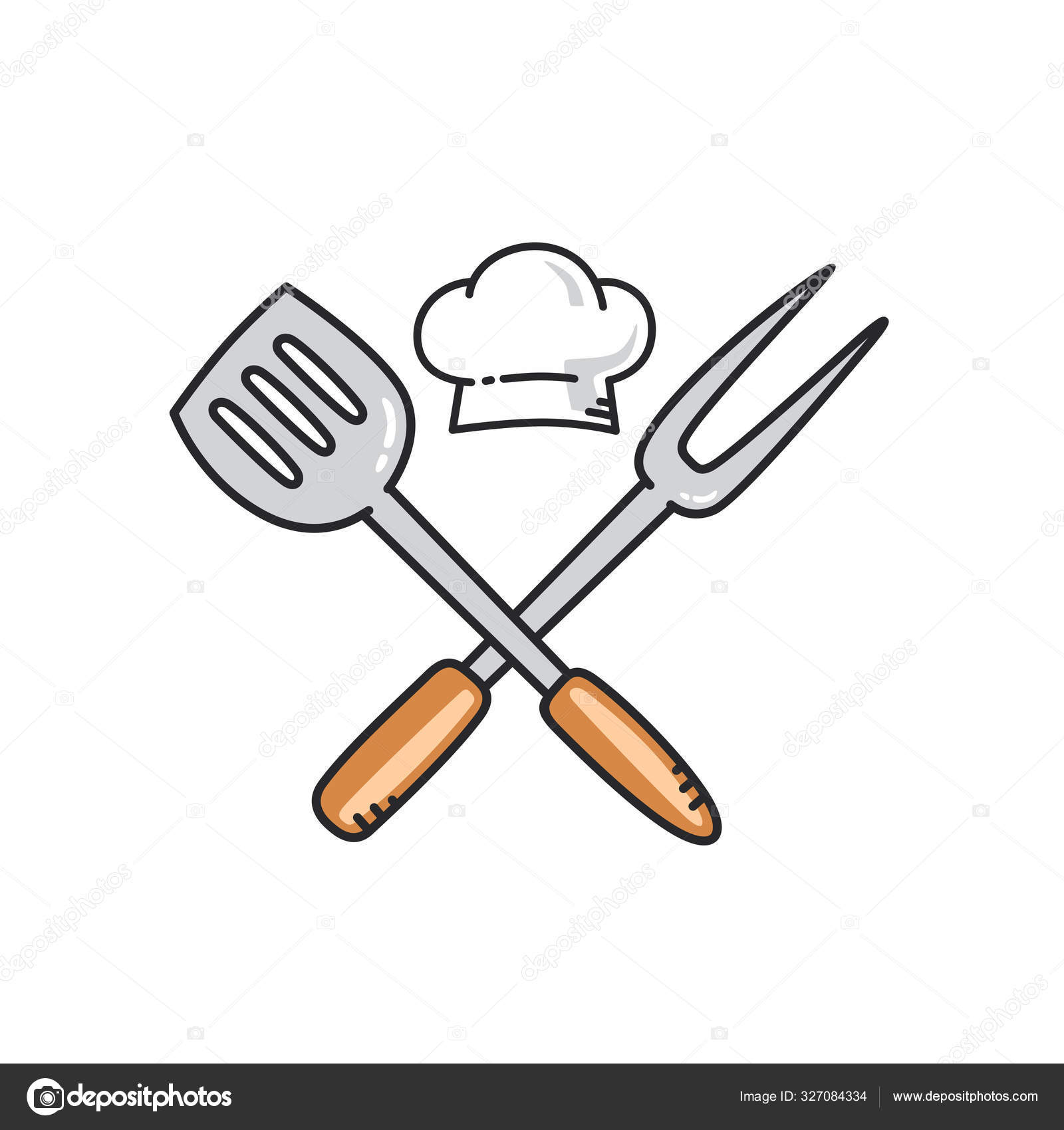 Crossed Trowel Fork Chef Hat Cafe Logo Stock Vector by ©vectorfirst
