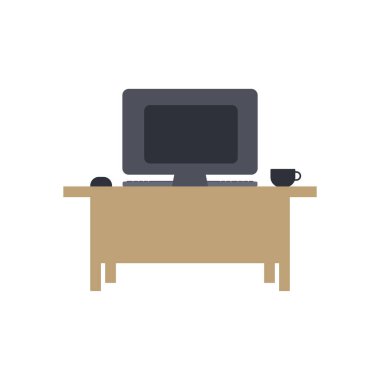 ofis çalışma yeri, basitçe vektör illüstrasyonu 