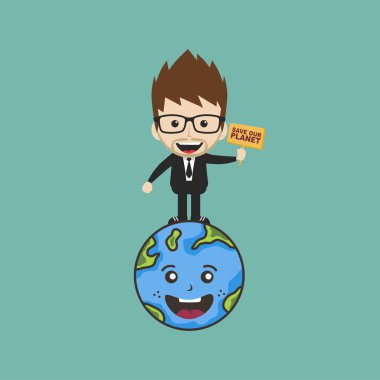 Gezegen konseptimizi kurtar, basitçe vektör illüstrasyonu 