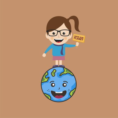 Gezegen konseptimizi kurtar, basitçe vektör illüstrasyonu 