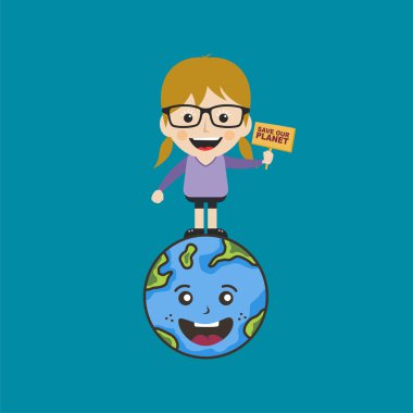 Gezegen konseptimizi kurtar, basitçe vektör illüstrasyonu 