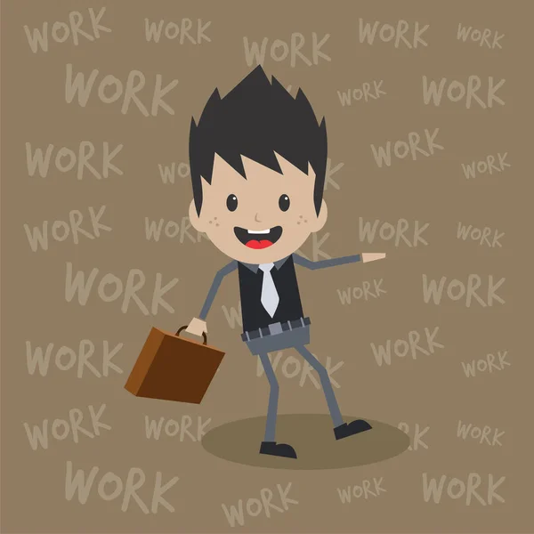 Personaje Masculino Dibujos Animados Por Lugar Trabajo Con Computadora Libros — Vector de stock