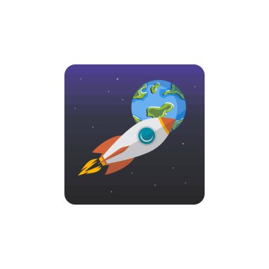 Uçan roket arka planının vektör simgesi