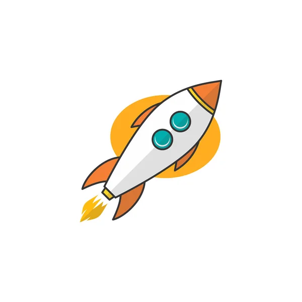 Vector Icon Flying Rocket White Background — Stock Vector