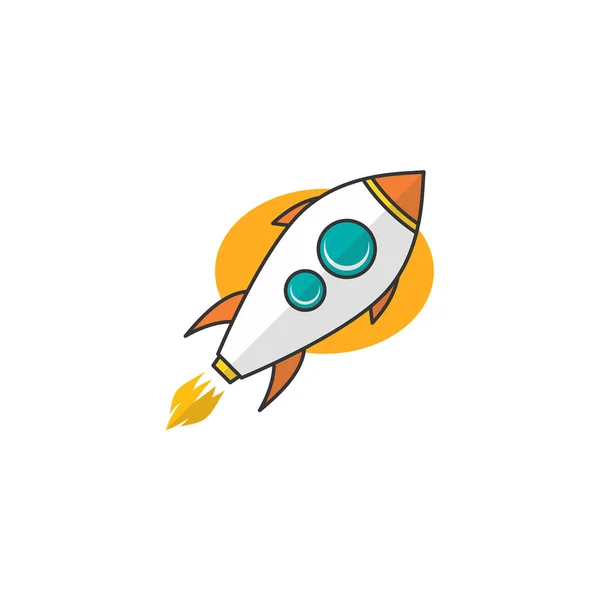 Vector Icon Flying Rocket White Background — Stock Vector