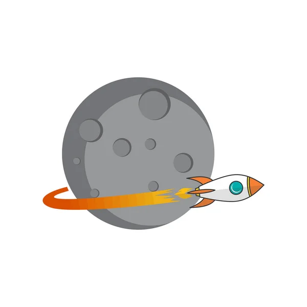 Vector Icon Rocket Flying Earth — 스톡 벡터