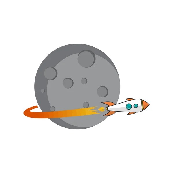 Vector Icon Rocket Flying Earth — 스톡 벡터