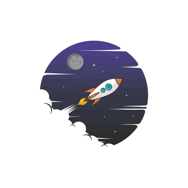 Vector Icon Flying Rocket Sky Background — 스톡 벡터