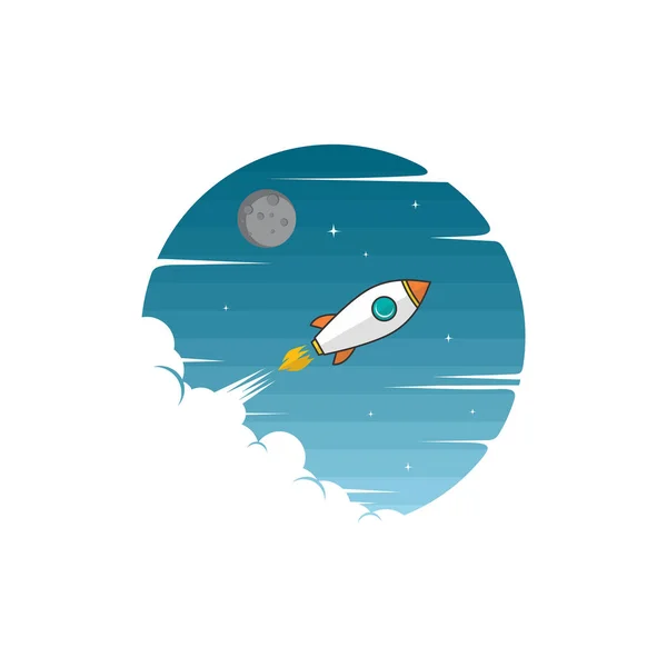 丸い空を背景にしたロケットのベクトルアイコン — ストックベクタ