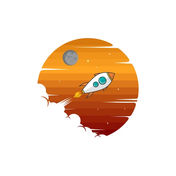 Vector Icon Flying Rocket Sky Background — 스톡 벡터