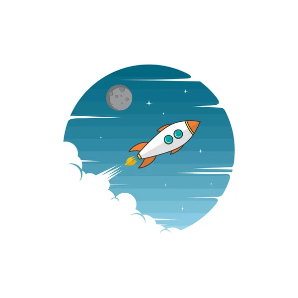 Vector Icon Flying Rocket Sky Background — Stock Vector