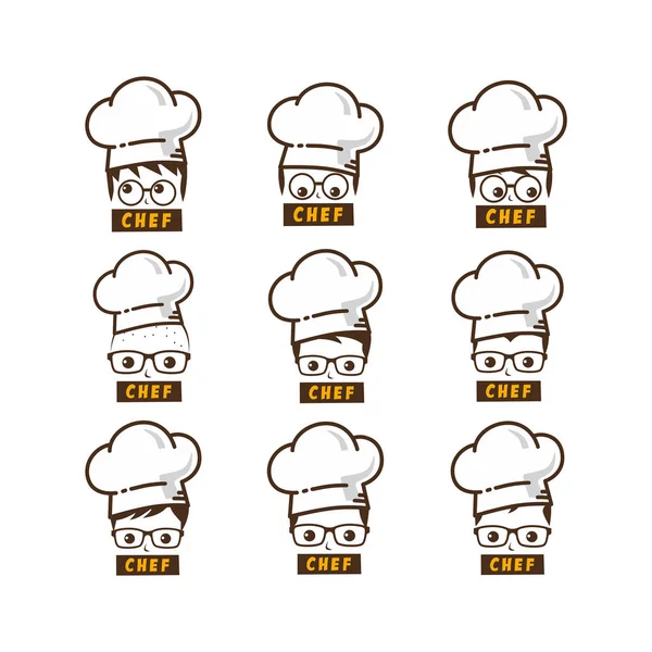 Set Icone Chef Sfondo Bianco — Vettoriale Stock