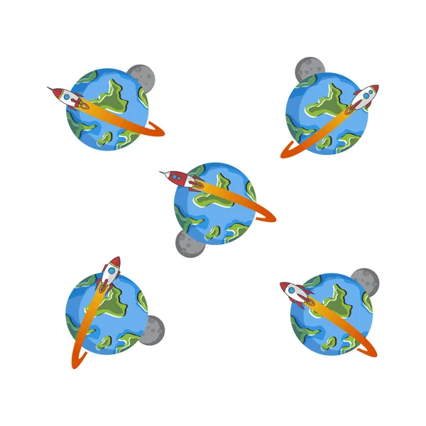 Jeu Fusées Volantes Illustration Vectorielle — Image vectorielle