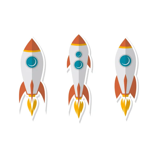 Set Flying Rockets Vector Illustration — Stock Vector