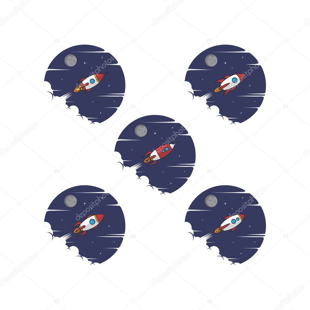 set of flying rockets vector illustration