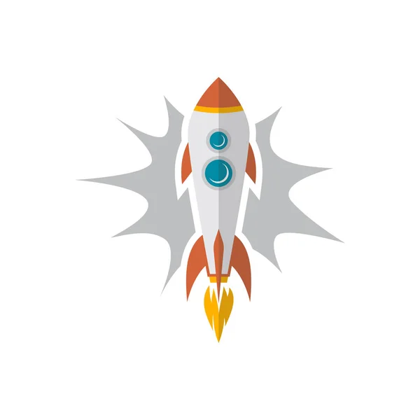 Vector Icon Flying Rocket White Background — Stock Vector