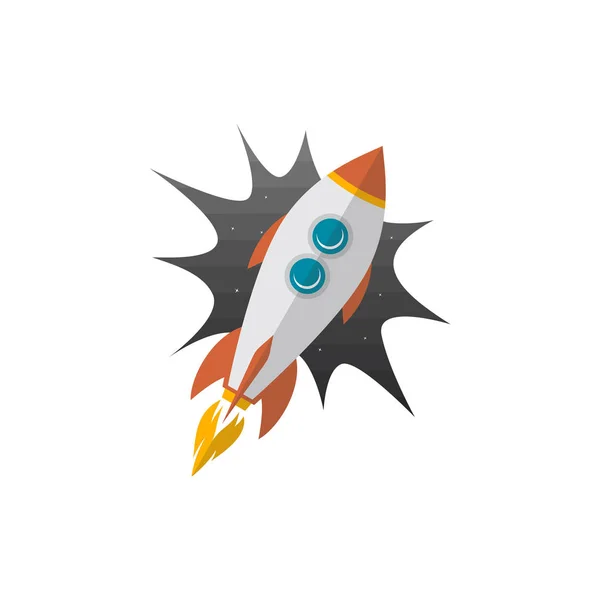 Vector Icon Flying Rocket White Background — Stock Vector