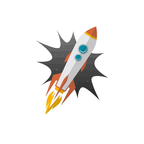 Vector Icon Flying Rocket White Background — 스톡 벡터