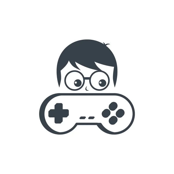 Niño Gafas Con Ilustración Vectorial Joystick — Vector de stock