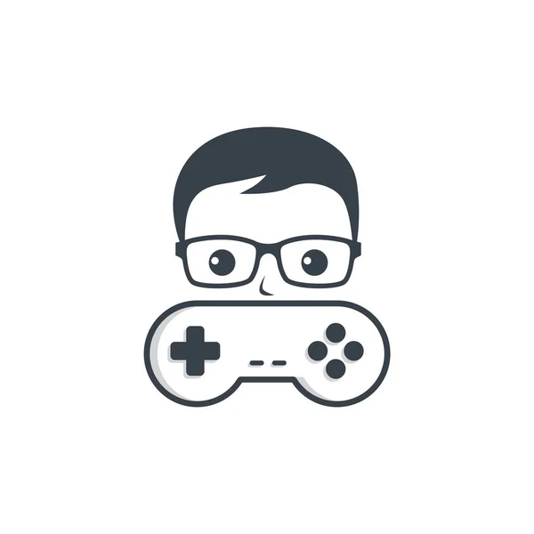 Junge Brille Mit Joystick Vektor Illustration — Stockvektor