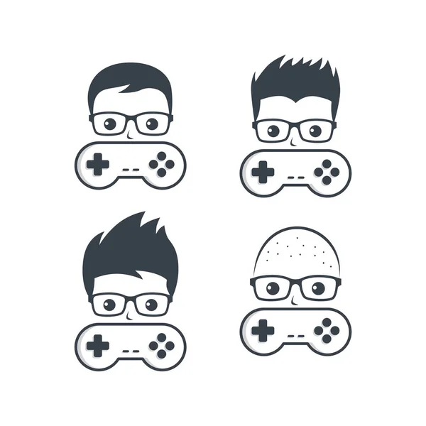 Jungen Brillen Mit Joystick Vektor Illustration — Stockvektor