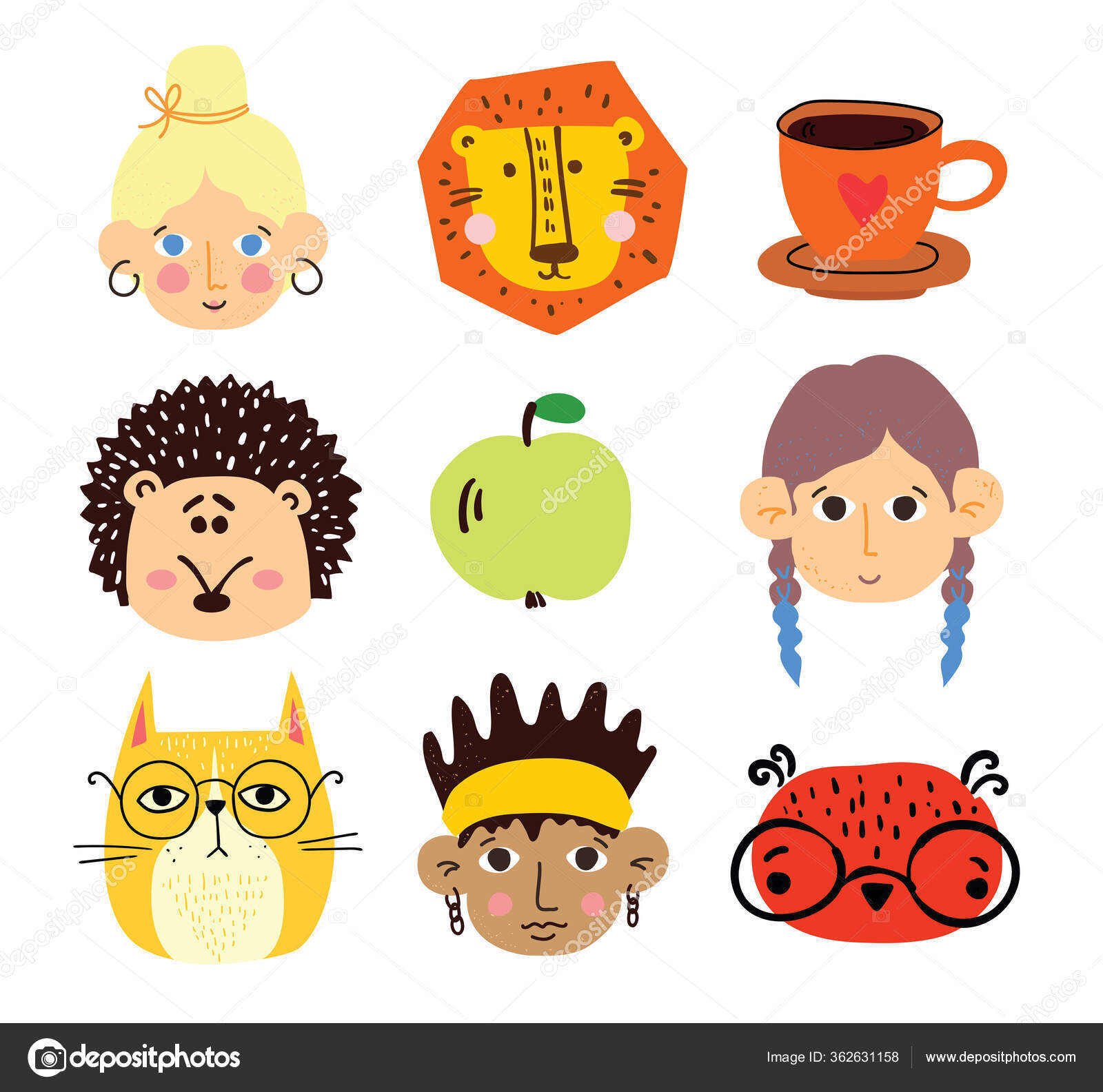 Conjunto Diferentes Iconos Ilustración Vectorial Dibujos Animados ...