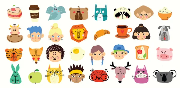 Conjunto Diferentes Iconos Ilustración Vectorial Dibujos Animados Ilustración de stock