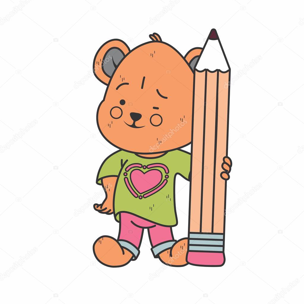 Teddy Bear With A Pencil Vector Premium Vector In Adobe Illustrator Ai Ai Format Encapsulated Postscript Eps Eps Format