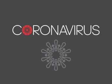 Metin koroner virüsünün logosu. İlk harf 