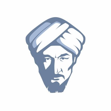 1 Mart 2020: Büyük Orta Asyalı bilim adamı Al-Farabi 'nin yeniden yapılanmasının portresi. Vektör