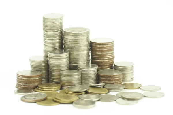 Pile of money coins  isolated  on white background — Stock Photo, Image