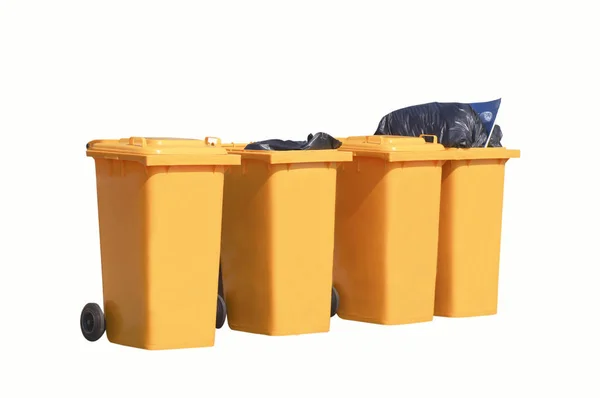 Yellow Plastic Trash Separate Garbage Recycle Isolated — Stock Photo, Image