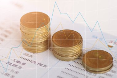 sikke para hesabına kitap Finans ile yığın ve kavram bankacılık background.concept içinde için büyümek ve iş dünyasında başarı için adım adım yürümek
