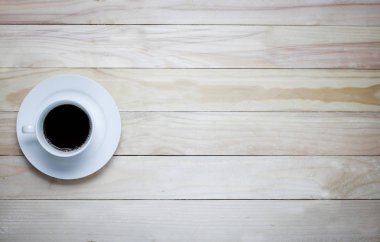 fincan sıcak kahve kopya spac ahşap tablo