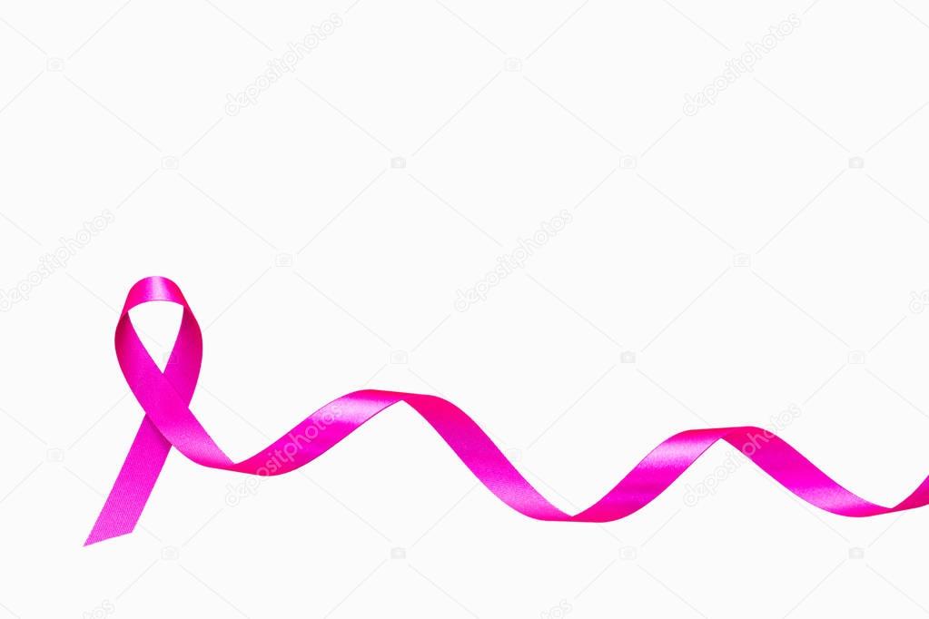 Pink ribbon and cancer  signs on white  background