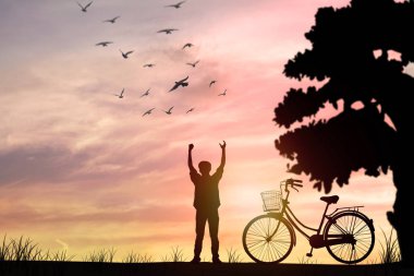 silouette adam ve Kiralama, feedom ve kavram sakin ol