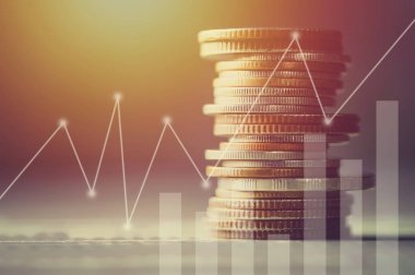 Sikke para hesabına kitap Finans ve bankacılık kavramı ile Background.Concept içinde büyümek ve iş dünyasında başarı için adım adım yürümek için yığılmış