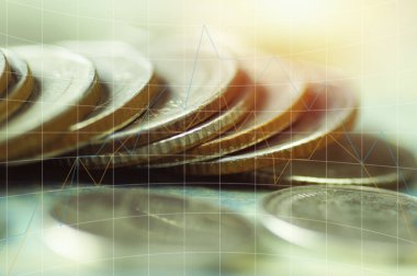 sikke ve gece city, büyüme, finans, hesap, sermaye bankacılık ve yatırım iş kazanmak kavramında yığını çift pozlama