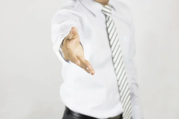 Empresário Mostrar Mão Para Agitar Conceito Oferta Ajuda — Fotografia de Stock