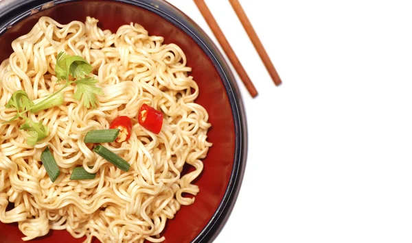 Fideos Instantáneos Tazón Aislado Sobre Fondo Blanco —  Fotos de Stock