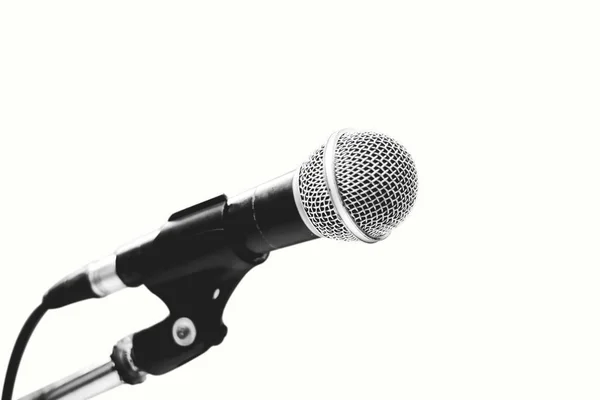 Microfono Isolato Sfondo Bianco Concetto Strumento Musicale Sala Studio Sala — Foto Stock