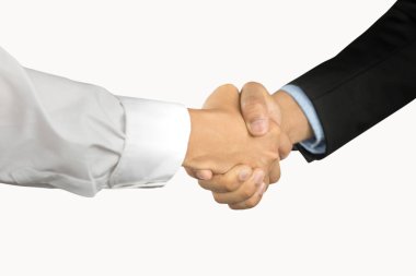 Başarılı iş kavramı, han sallayarak işadamları müzakere