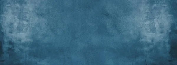 Голубая Цементная Стена Темной Текстурой Фоном Баннера — стоковое фото