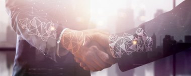 Başarılı müzakere ve tokalaşma konsepti, iki işadamı ortaklık ve takım çalışması için ortakla tokalaşıyor, iş anlaşması.