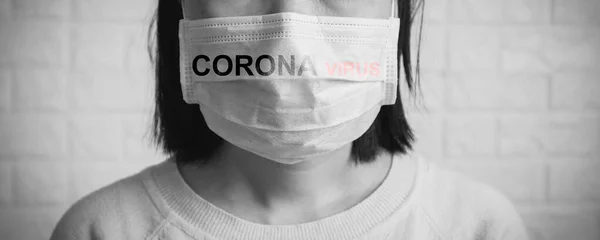 Asia China Thai Woman Wearing Face Mask Protect Corona Virus — Stock Photo, Image