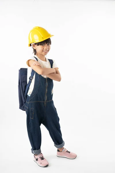 Asian Girl Thai Student Want Engineer Engineering Kid Isolated White Stock Image