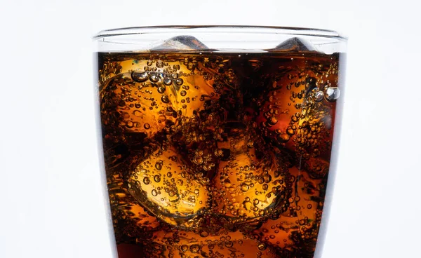 Close Bebida Fria Refrigerante Com Gelo Copo Cola Para Bebida — Fotografia de Stock